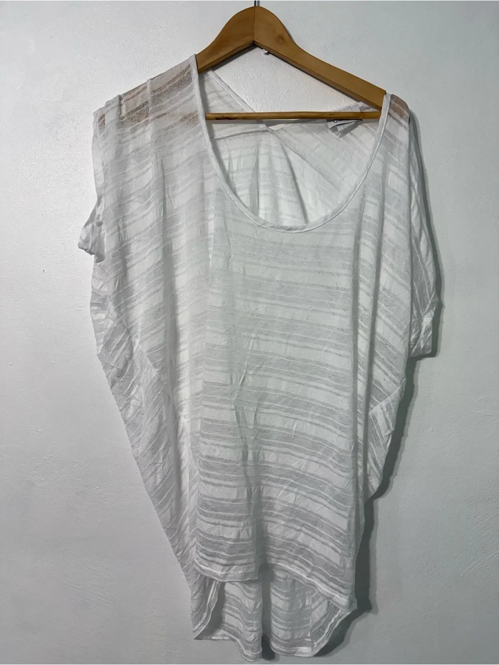 Jordan Taylor White Sheer Striped Swim Coverup FLAWS